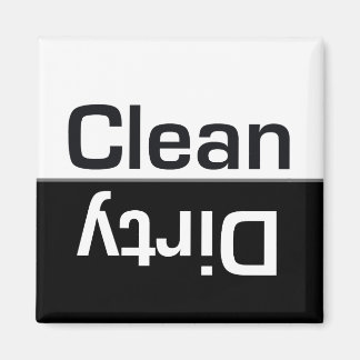 Black and White Dishwasher Clean-Dirty Magnet