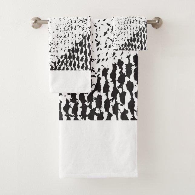 Black and White Distress grainy  Bath Towel Set (Insitu)