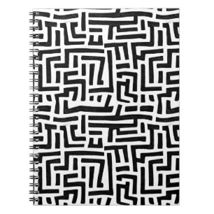 Black and White Distressed Maze Pattern Notebook