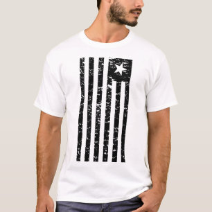 BLACK AND WHITE DISTRESSED PATRIOT FLAG T-Shirt