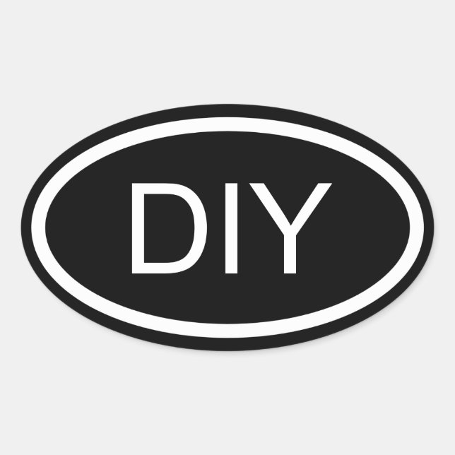 Black and White DIY Euro Style Oval Sticker (Front)