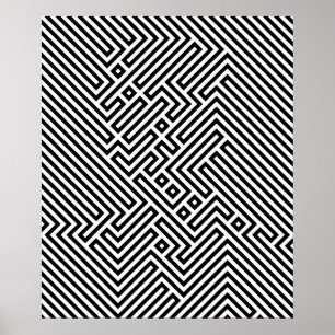 Black and White Dizzy Optical Illusion Hypnotic Poster