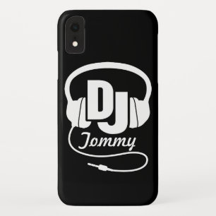 Black and white DJ name headphone iphone case