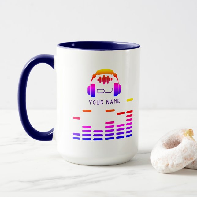 Black and white DJ style Miami colourful Mug (With Donut)