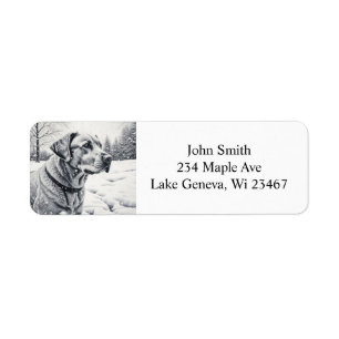 Black and White Dog AI Sketch Winter Scene
