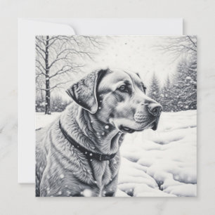 Black and White Dog AI Sketch Winter Scene