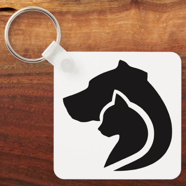 Black and White Dog and Cat Key Ring (Front)