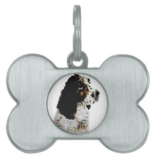 Black and White Dog Art Springer Spaniel Pet Tag