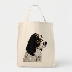 Black and White Dog Art Springer Spaniel Tote Bag