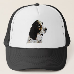 Black and White Dog Art Springer Spaniel Trucker Hat