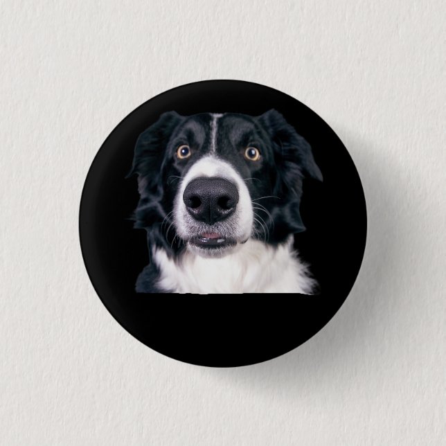 Black and White Dog Face 3 Cm Round Badge (Front)