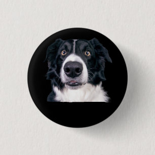 Black and White Dog Face 3 Cm Round Badge