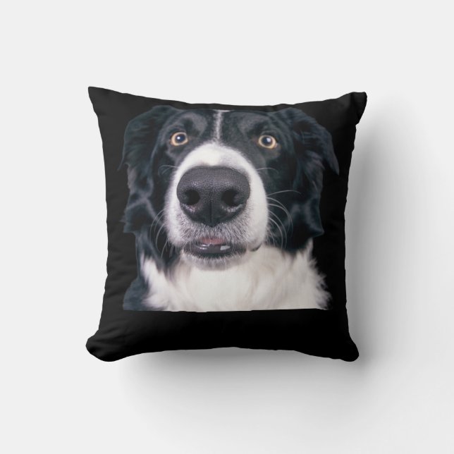 Black and White Dog Face Cushion (Front)