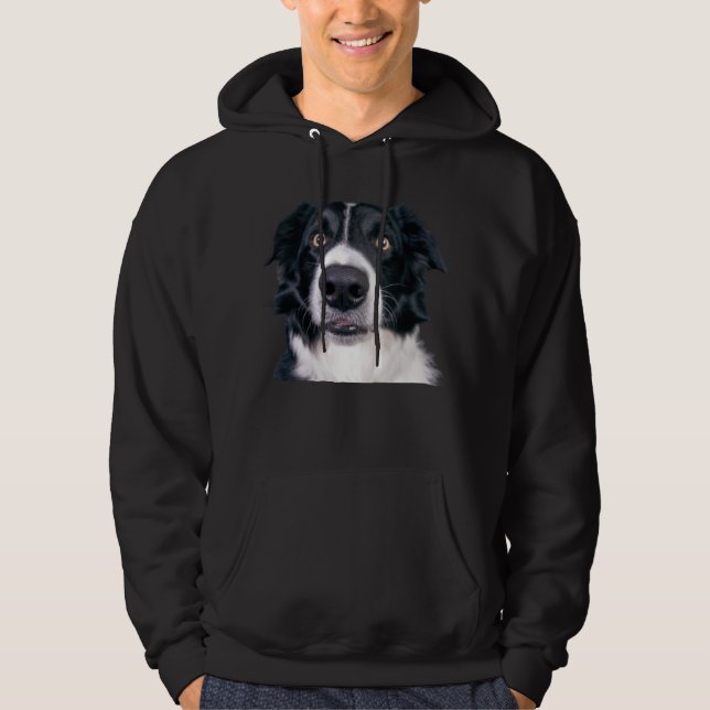 Black and White Dog Face Hoodie (Front)