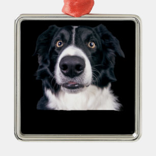 Black and White Dog Face Metal Tree Decoration