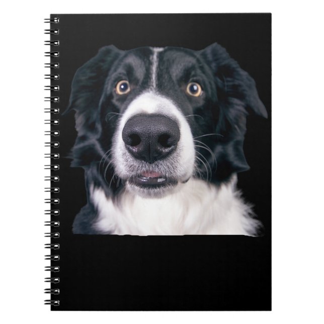 Black and White Dog Face Notebook (Front)