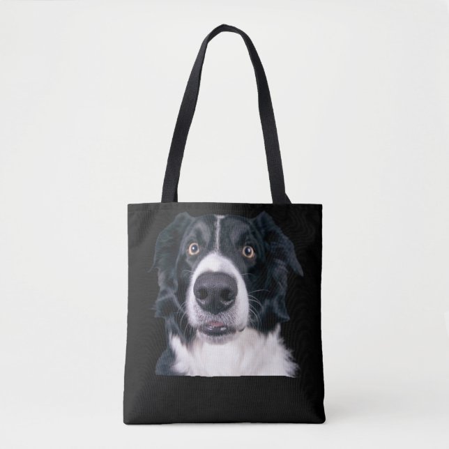 Black and White Dog Face Tote Bag (Front)