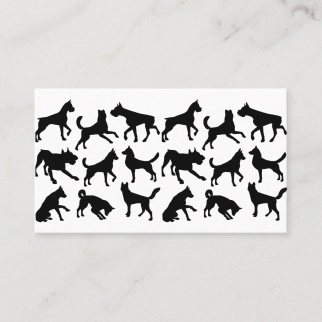 Black and White Dog Groomer Pet Animal Business Card (Front)