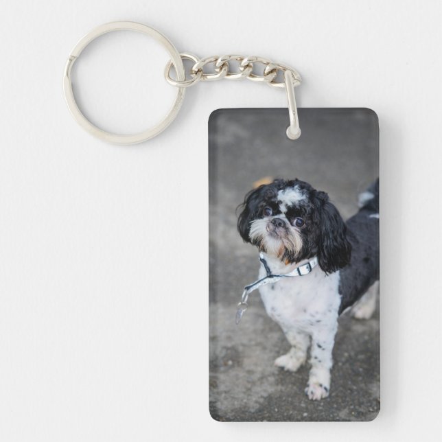 Black and white dog key ring (Front)