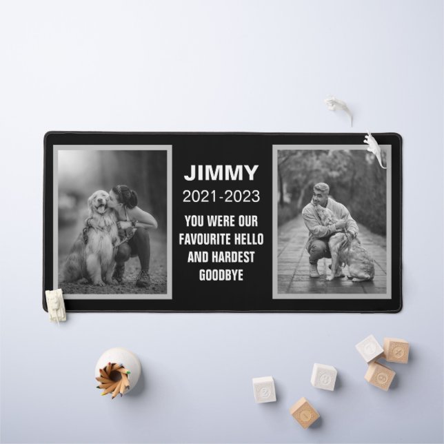 Black and White Dog Memorial 2 Photo Collage  Desk Mat (Kids Table)
