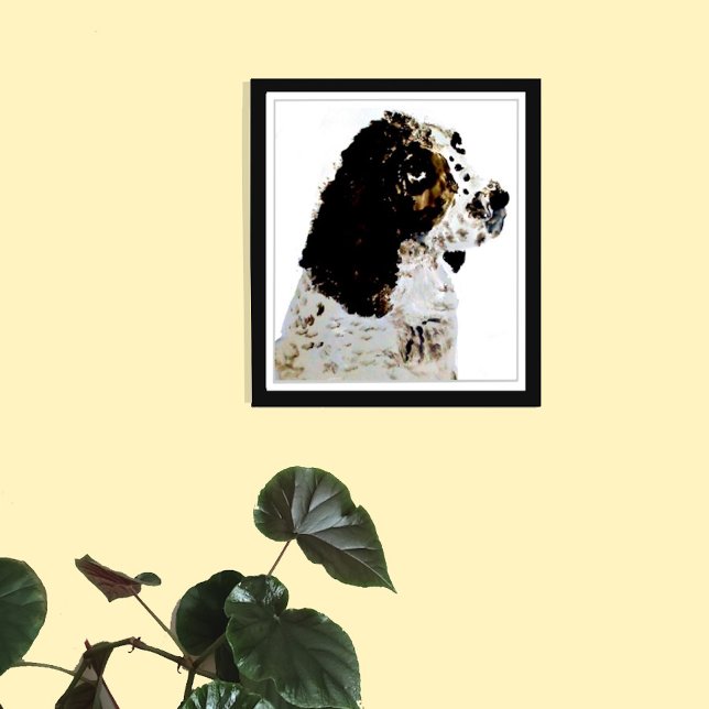 Black and White Dog Painting Springer Spaniel Canvas Print (Creator Uploaded)