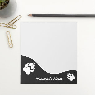 Black And White Dog Paw Silhouettes & Text Notepad