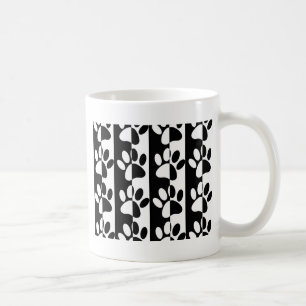 Black And White Dog Paws And Stripes Coffee Mug