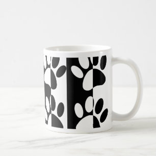 Black And White Dog Paws And Stripes Coffee Mug