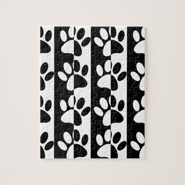 Black And White Dog Paws And Stripes Jigsaw Puzzle (Vertical)