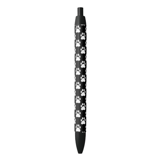 Black And White Dog Paws Pattern Black Ink Pen (Front Vertical)