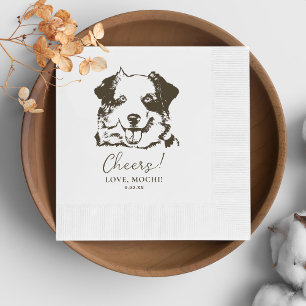 Black and White Dog Personalised Wedding Napkin