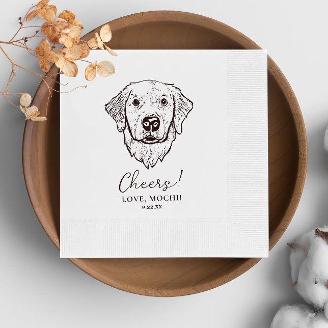 Black and White Dog Personalised Wedding Napkin (Creator Uploaded)