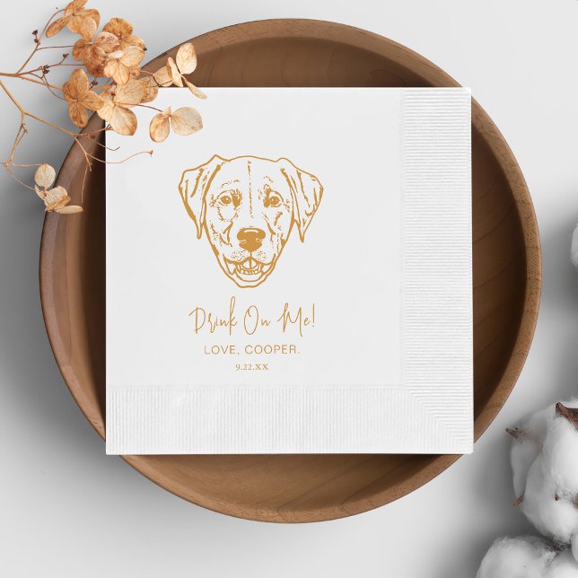 Black and White Dog Personalised Wedding Napkin (Creator Uploaded)