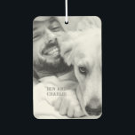 Black and White Dog Photo  Car Air Freshener<br><div class="desc">The black and white dog photo air freshener for dog lovers. This monochrome design looks great with black and white photos.</div>
