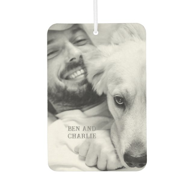 Black and White Dog Photo  Car Air Freshener (Front)