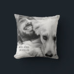 Black and White Dog Photo  Cushion<br><div class="desc">The black and white dog pillow for dog lovers. This monochrome text design looks great with black and white photos.</div>