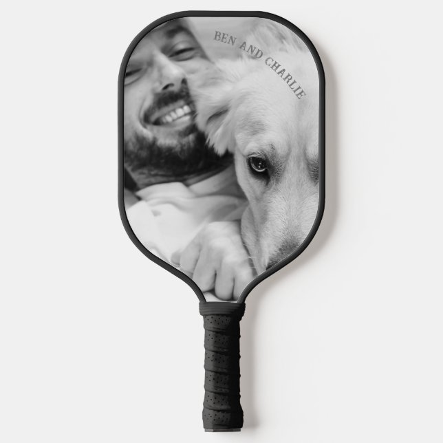 Black and White Dog Photo  Pickleball Paddle (Front)