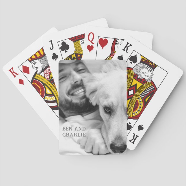 Black and White Dog Photo  Playing Cards (Back)
