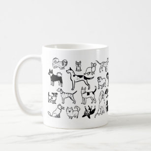 Black and White Dogs Pattern   Cool Canine Lover's Coffee Mug