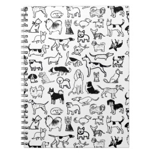 Black and White Dogs Pattern   Cool Canine Lover's Notebook