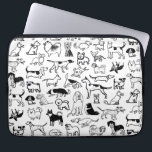 Black and White Dogs Pattern | Cute Canine Lover's Laptop Sleeve<br><div class="desc">Black and white dogs pattern featuring many dog breeds including a Beagle, Pug, Cocker Spaniel, Border Collie, Great Dane, French Bulldog, Bloodhound, Yorkshire Terrier, Shiba Inu, Basset Hound, Pit Bull, Bull Terrier, Boston Terrier, Alaskan Klee Kai, Bulldog, Dalmatian, Bichon Frise, Dachshund, Pointer, Pekingese, Chihuahua, Shih Tzu, Keeshond, and Pomeranians. A...</div>