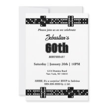 Black and White Domino Theme Birthday Party Invite