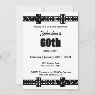 Black and White Domino Theme Birthday Party Invite