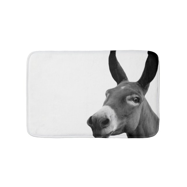 Black and white donkey animal photo bath mat (Front)