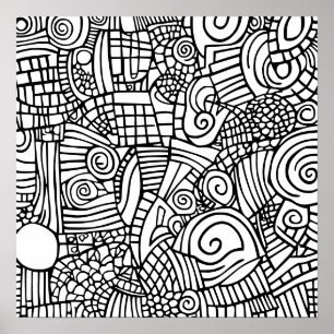 Black and white Doodle 800 Poster