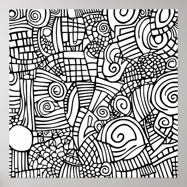 Black and white Doodle 800 Poster (Front)