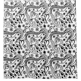 Black and White Doodle Art Shower Curtain