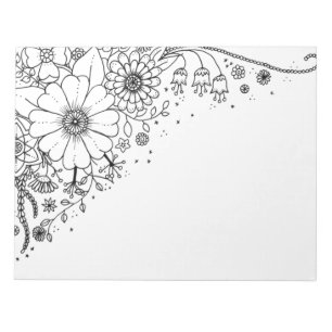 Black and White Doodle Flowers Colour In Picture Notepad