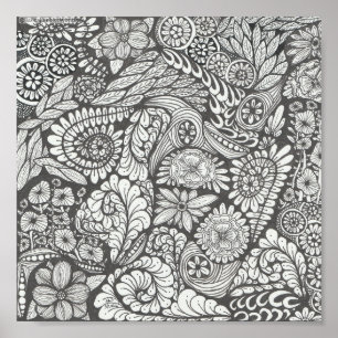 Black and white doodle print 8x8in.  Blacknwhite2