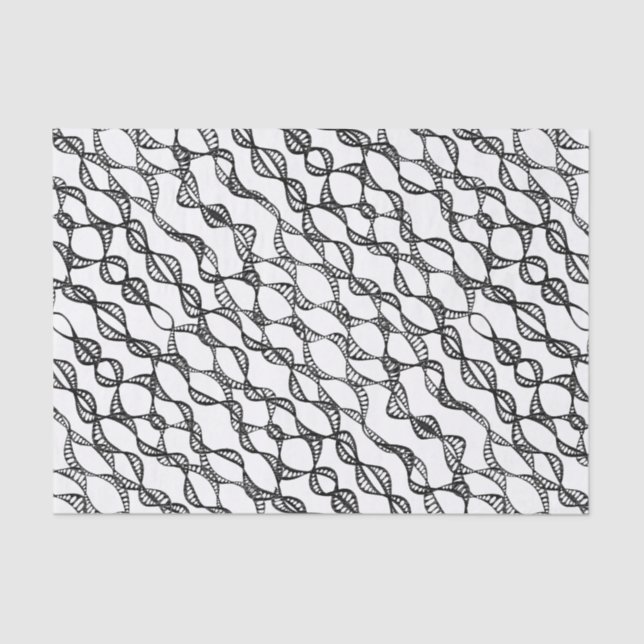 Black and White Doodle Ribbon Art Tissue Paper (Front)
